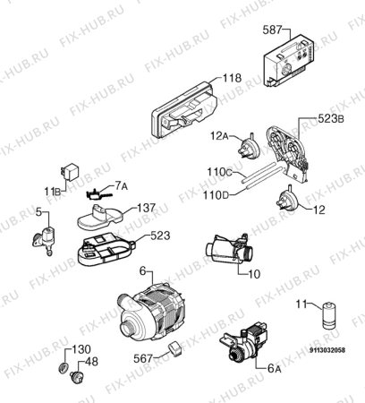 Взрыв-схема посудомоечной машины Arthurmartinelux ASI63010W - Схема узла Electrical equipment 268